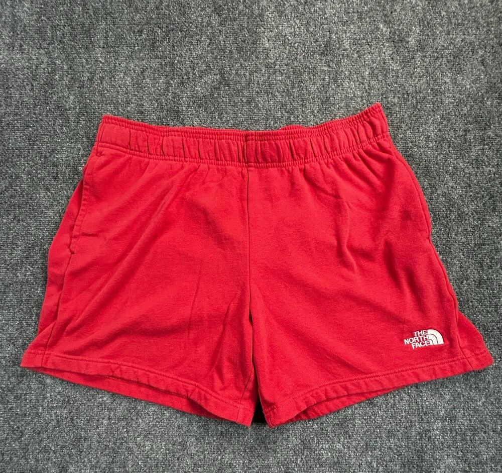 The North Face Fleece Sweat Shorts Women's XXL Red Logo Lounge Athletic